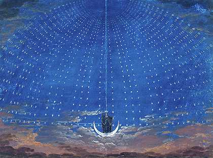 沃尔夫冈·阿马迪斯·莫扎特的魔笛歌剧，1815年`The Magic Flute Opera by Wolfgang Amadeus Mozart, 1815 by Karl Friedrich Schinkel