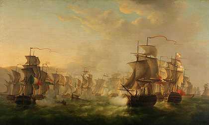1806年，荷兰舰队驶向布洛涅时，荷兰和英国舰队发生冲突`Clash of the Dutch and British Fleets during the Passage of the Dutch Flotilla to Boulogne, 1806 by Martinus Schouman