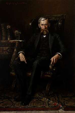 亚当·阿斯尼克肖像`Portrait of Adam Asnyk (1886) by Aleksy Strażyński