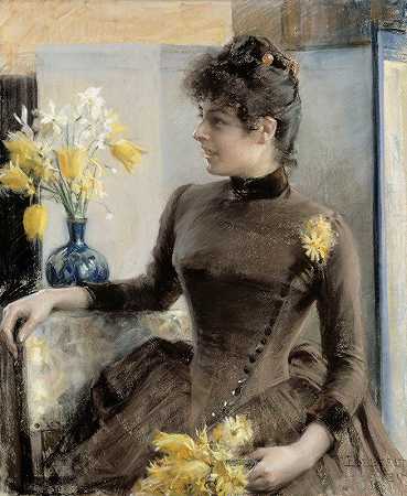 巴黎人`Parisienne (1885) by Albert Edelfelt