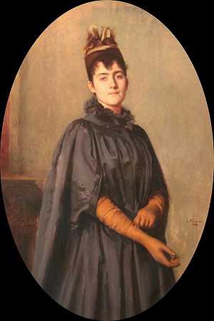 卡米尔·马约雷尔肖像（女儿奥古斯都，路易的妹妹，雅克的阿姨）`Portrait de Camille Majorelle (fille dAuguste, sœur de Louis, tante de Jacques) (1888) by Émile Friant