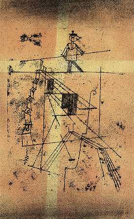 走钢丝者，1923年`Tightrope Walker, 1923 by Paul Klee