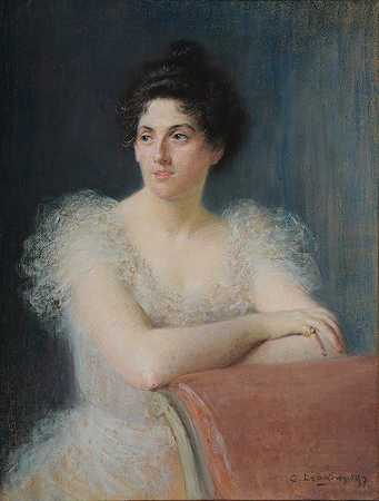 爱德华·德莱恩女士`Mme Edouard Delaine (1897) by Charles-Lucien Léandre