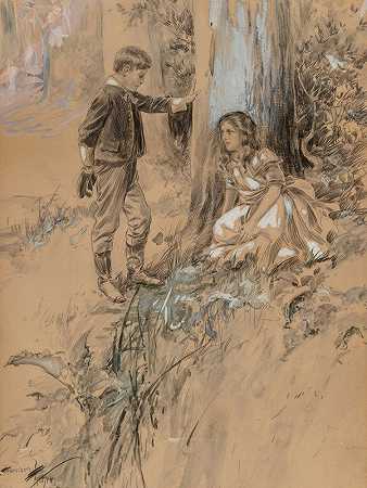 男孩和女孩`Boy and Girl (1908) by Harrison Fisher