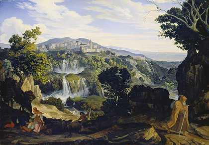 蒂沃利瀑布`The Waterfalls of Tivoli (1817) by Carl Philipp Fohr