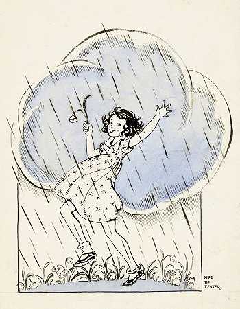 雨云下的舞女`Dansend meisje onder een regenwolk (1928) by Miep de Feijter