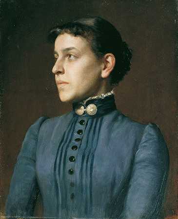 穿蓝裙子的女士约会`Dame Im Blauen Kleid Datierung (1900~1910) by Rudolf Bacher