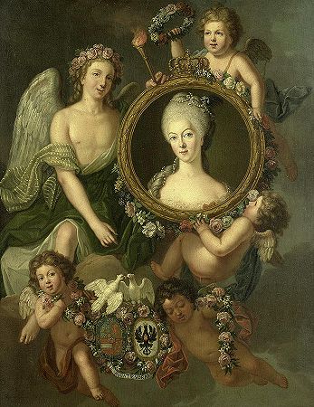 普鲁士威廉敏娜画像，1767年`Portrait of Wilhelmina of Prussia, 1767 by Friedrich Reclam