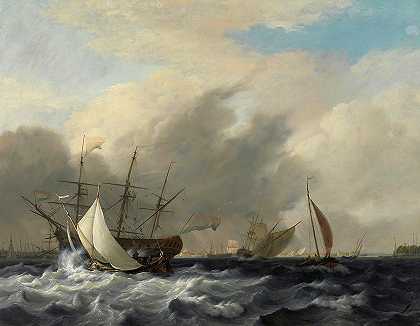 1807年，阿姆斯特丹，海军战士`The Navy\’s Man-of-War Amsterdam, 1807 by Nicolaas Baur