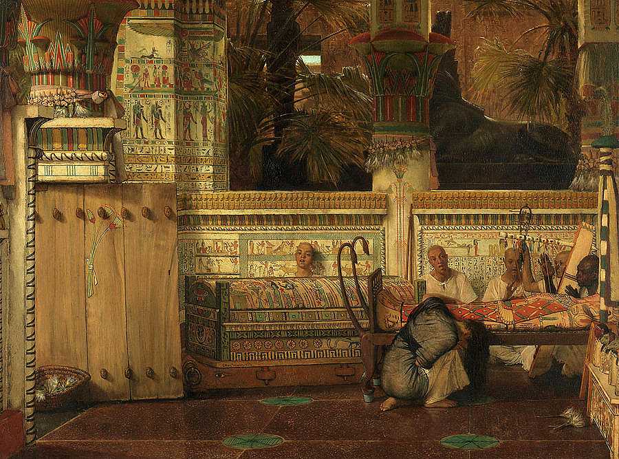 埃及寡妇，1872年`The Egyptian Widow, 1872 by Lawrence Alma-Tadema