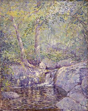 瀑布`The Waterfall (1910) by Addison Thomas Millar