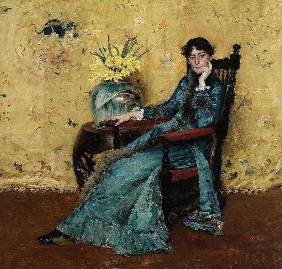 多拉·惠勒肖像，1883年`Portrait of Dora Wheeler, 1883 by William Merritt Chase