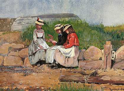 渔夫的女儿，1873年`A Fisherman\’s Daughter, 1873 by Winslow Homer