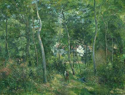 1879年，庞托瓦兹勒赫米塔奇附近的树林边缘`Edge of the Woods Near L\’Hermitage, Pontoise, 1879 by Camille Pissarro
