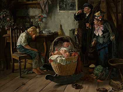 睫毛来了`Lashes coming (1885) by Seweryn Bieszczad