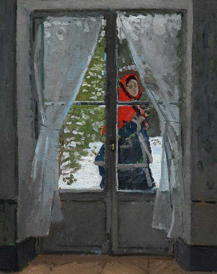红头巾，1873年`The Red Kerchief, 1873 by Claude Monet