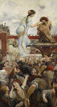 埃斯梅拉达和卡西莫多，1905年`Esmeralda and Quasimodo, 1905 by Luc-Olivier Merson