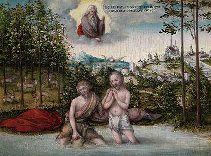 1530年的基督洗礼`The Baptism of Christ, 1530 by Lucas Cranach