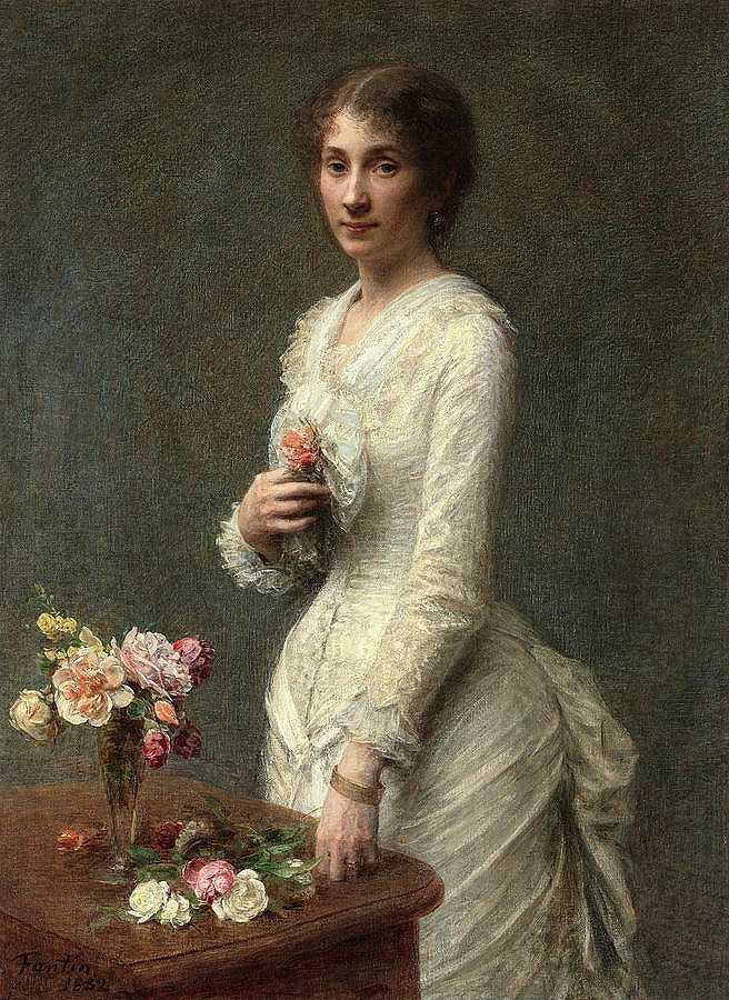 莱罗尔夫人，1882年`Madame Lerolle, 1882 by Henri Fantin-Latour