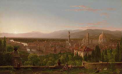 佛罗伦萨风景，1837年`View of Florence, 1837 by Thomas Cole