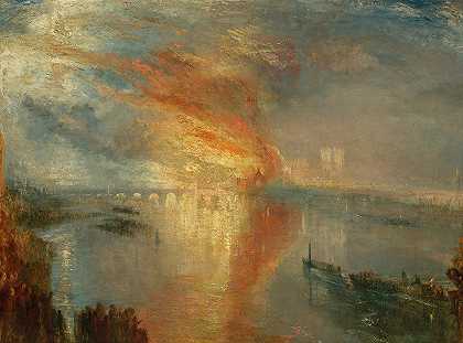 上议院和下议院的焚毁，1834年`The Burning of the Houses of Lords and Commons, 1834 by Joseph Mallord William Turner