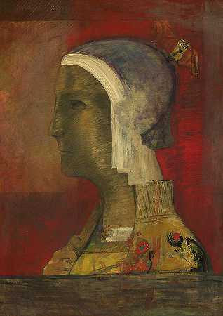 象征头，1890年`Symbolic Head, 1890 by Odilon Redon