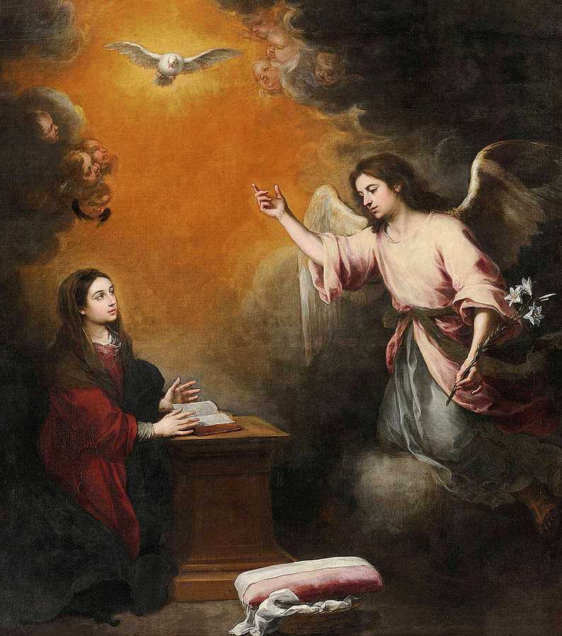 1666年的《公告》`Annunciation, 1666 by Bartolome Esteban Murillo