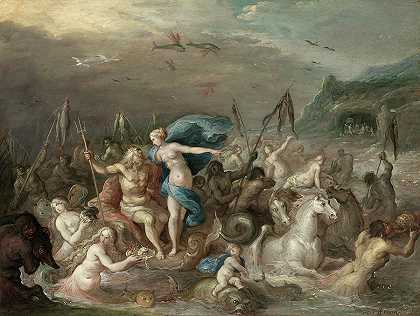 1630年海王星和安菲特里特的胜利`The Triumph of Neptune and Amphitrite, 1630 by Frans Francken