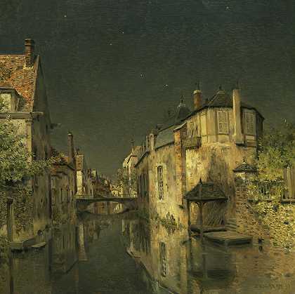 1891年午夜`Midnight, 1891 by Jean-Charles Cazin