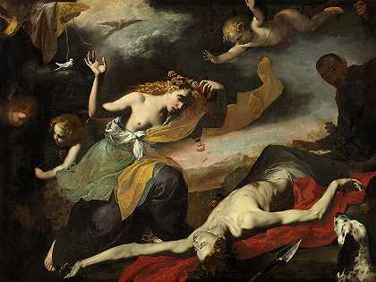 维纳斯发现死亡的阿多尼斯，1650年`Venus Discovering the Dead Adonis, 1650 by Unknown