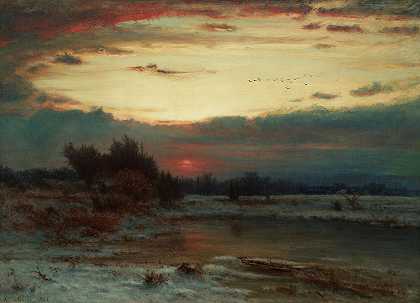 1866年冬天的天空`A Winter Sky, 1866 by George Inness