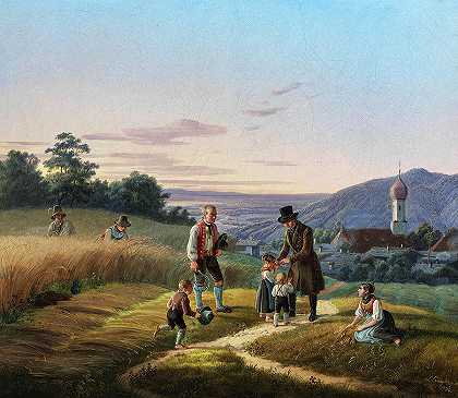 巴伐利亚风景区，·Bavarian Landscape, 19th century by Lorenzo Quaglio