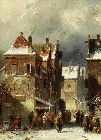 冬季街`Winter Street by Charles Leickert
