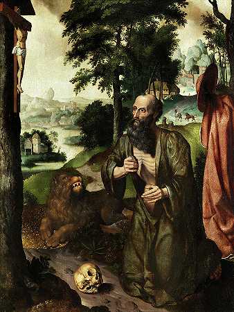 忏悔中的圣杰罗姆`Saint Jerome in Penitence by Ambrosius Benson