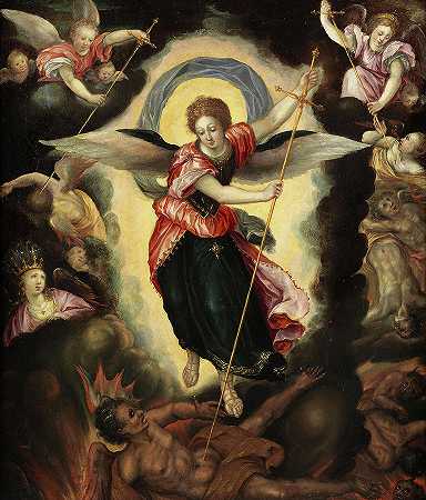 大天使迈克尔击败撒旦`The Archangel Michael Defeating Satan by Christoph Schwarz
