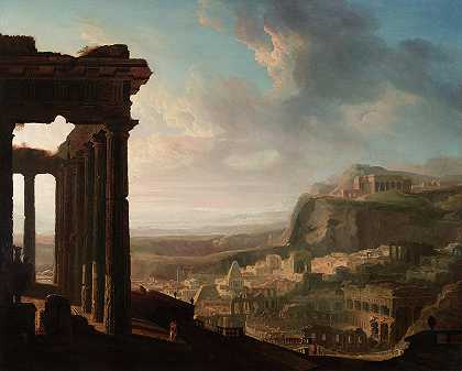 古城遗址，1820年`Ruins of an Ancient City, 1820 by John Martin