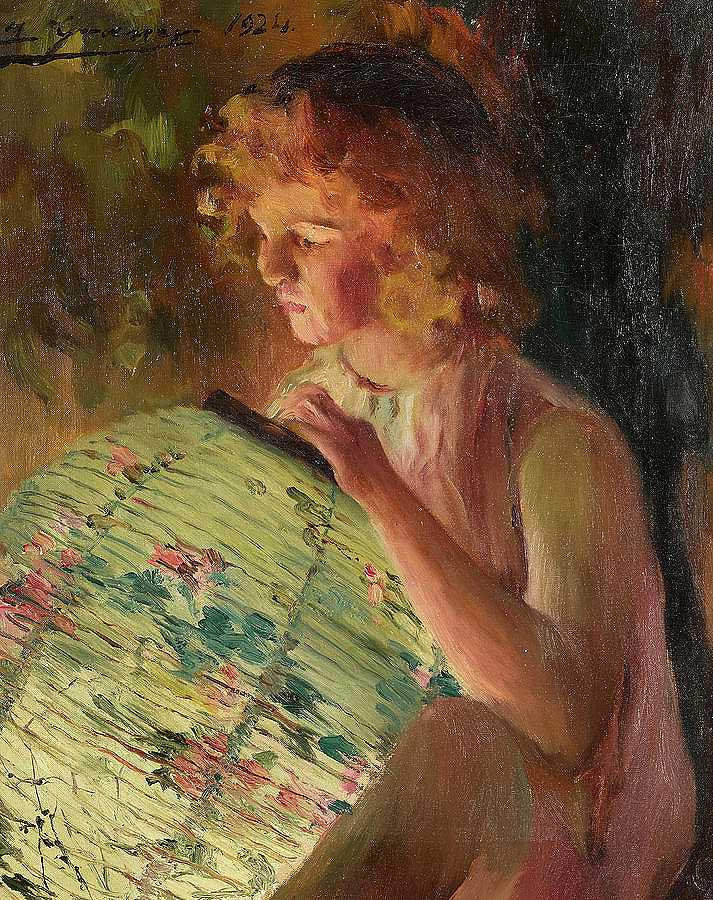 拿着灯笼的女孩`A Girl with a Lantern by Luis Graner