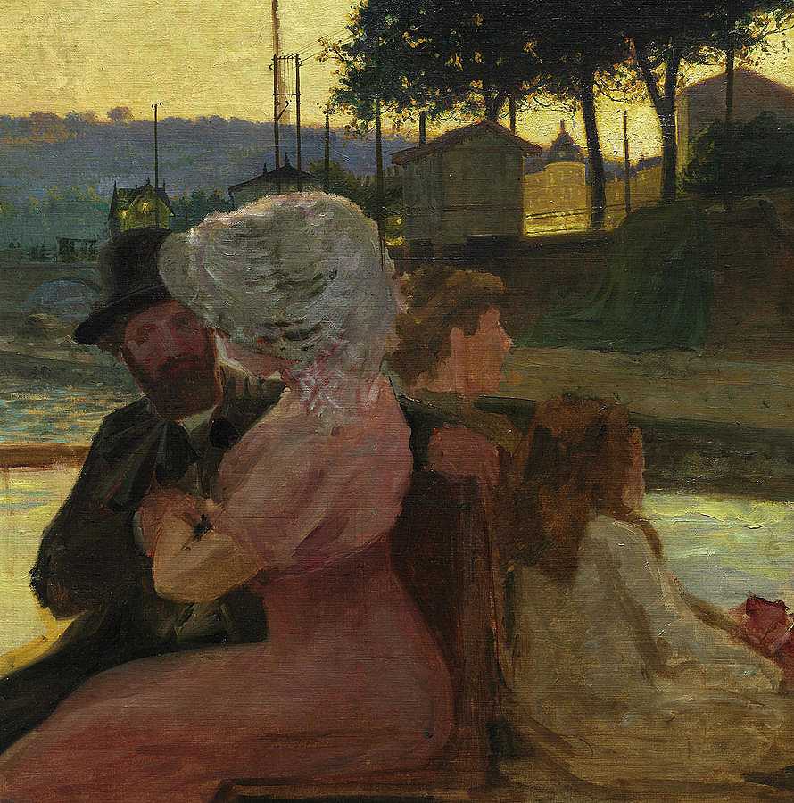 在河上，1900年`On the River, 1900 by Henri-Edmond Cross