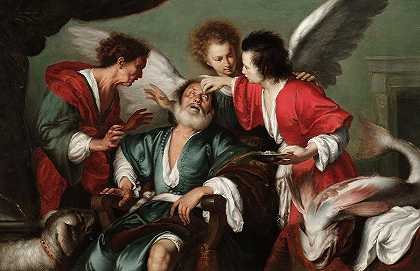 托比特的治愈，1625年`The Healing of Tobit, 1625 by Bernardo Strozzi