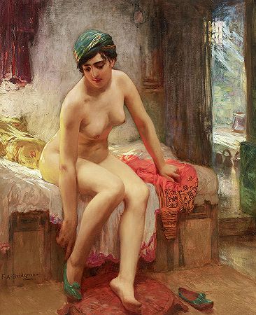 洗澡后`After the bath by Frederick Arthur Bridgman
