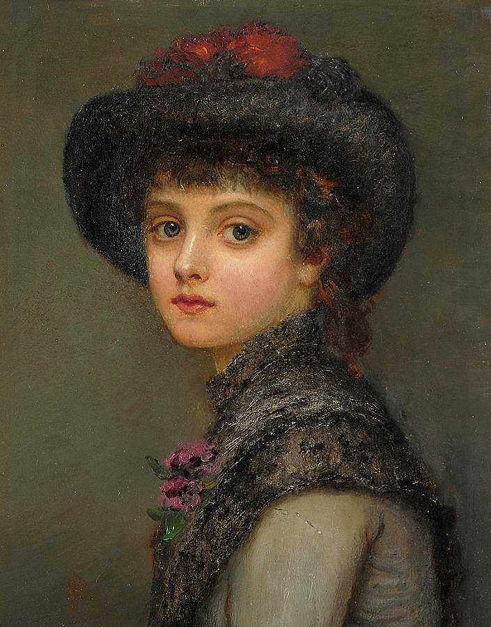 一位年轻女士的肖像`A portrait of a young lady by Kate Perugini