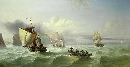 在约克郡海岸外航行`Shipping off the Yorkshire coast by William Garthwaite