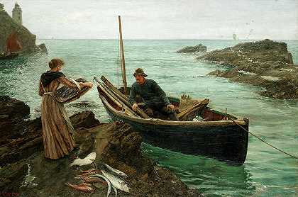 渔夫的心上人`The Fisherman\’s Sweetheart by Charles Napier Hemy
