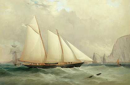 皇家游艇中队的维京海盗`The Royal Yacht Squadron\’s Viking off the Needles by Charles Gregory