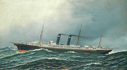 美国线的党卫军费城队`SS Philadelphia of the American Line by Antonio Nicolo Gasparo Jacobsen