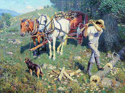 西弗吉尼亚樵夫，西弗吉尼亚农场男孩，1903年`West Virginia Woodchopper, West Virginia Farm Boy, 1903 by William Robinson Leigh