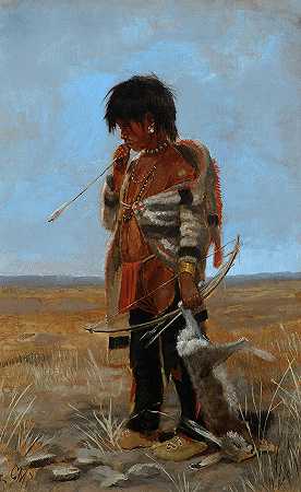 印度男孩`Indian Boy by Charles M Russell