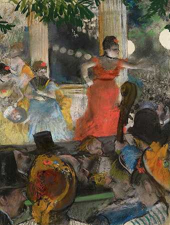 咖啡馆，大使馆音乐会，1910年`Cafe, Concert at Les Ambassadeurs, 1910 by Edgar Degas
