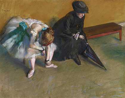 等待，1882年`Waiting, 1882 by Edgar Degas