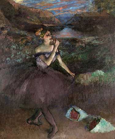 带花束的舞者，1900年`Dancer with Bouquets, 1900 by Edgar Degas